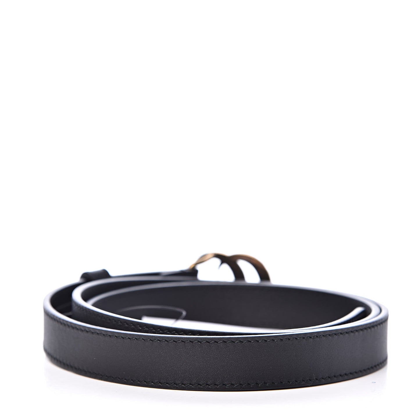 Calfskin Pearl Double G 20mm Belt 95 38 Black Cream