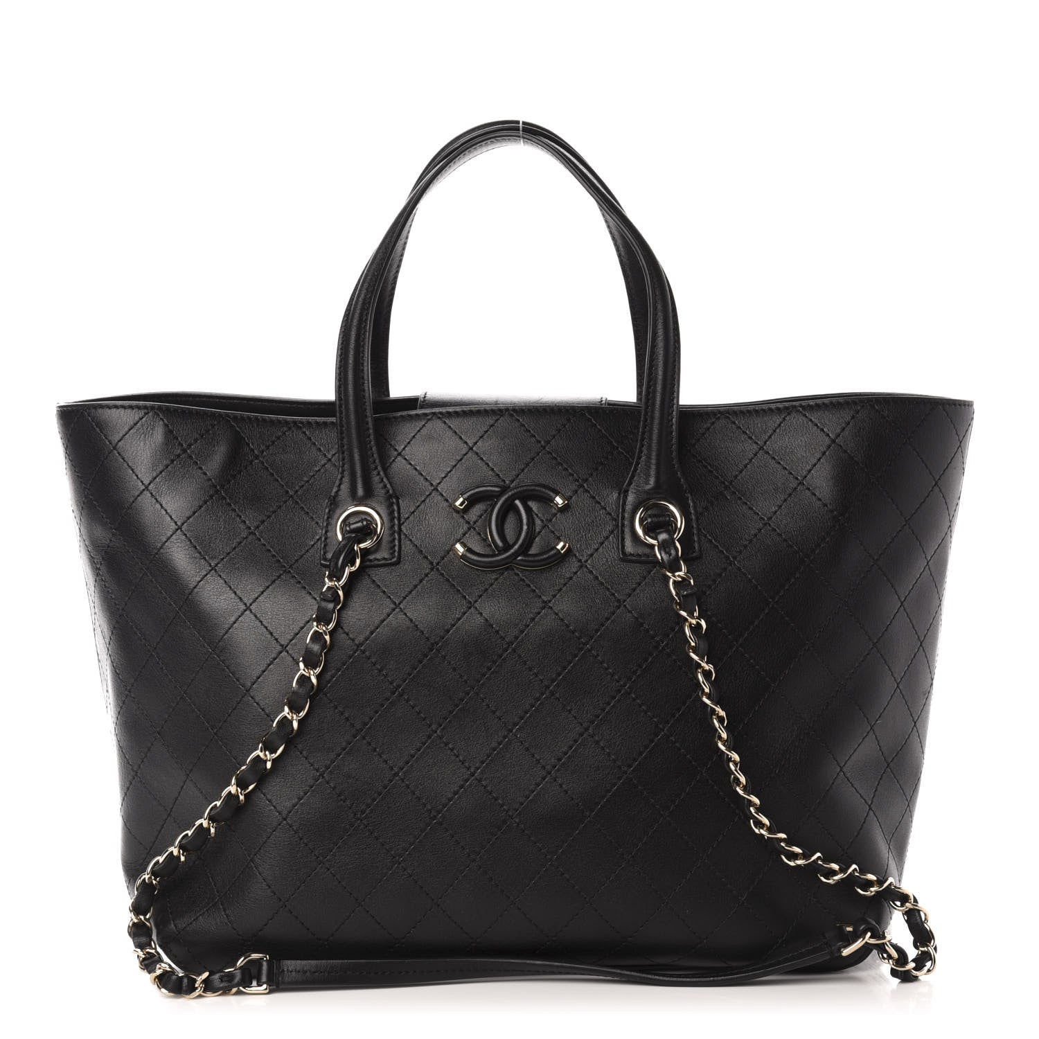Chanel Calfskin Stitched Shopping Tote Black 1 of 11