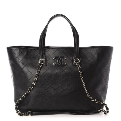 Chanel Calfskin Stitched Shopping Tote Black 1 of 11