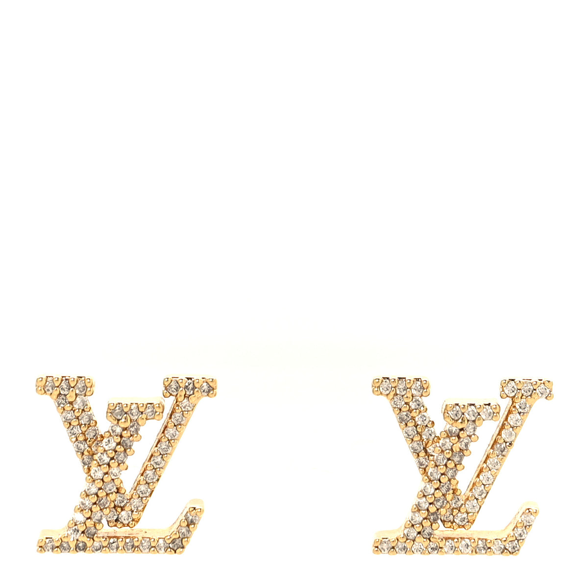 Metal Crystal LV Iconic Earrings Gold