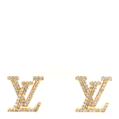 Louis Vuitton Metal Crystal LV Iconic Earrings Gold 1 of 5