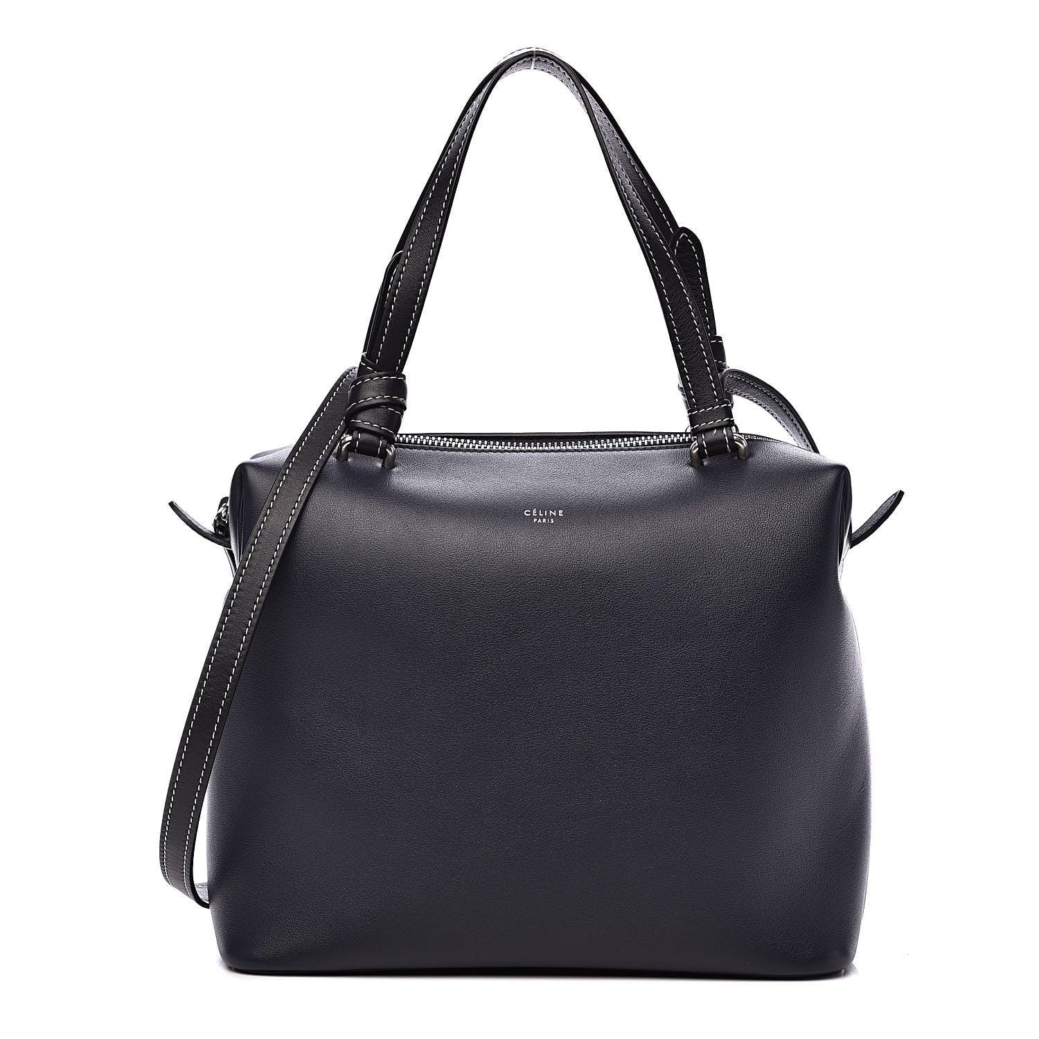 Celine Lambskin Small Soft Cube Satchel Navy 1 of 9