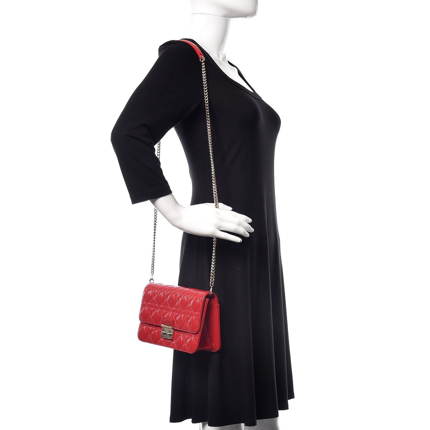 Patent Cannage Miss Dior Promenade Pouch Red