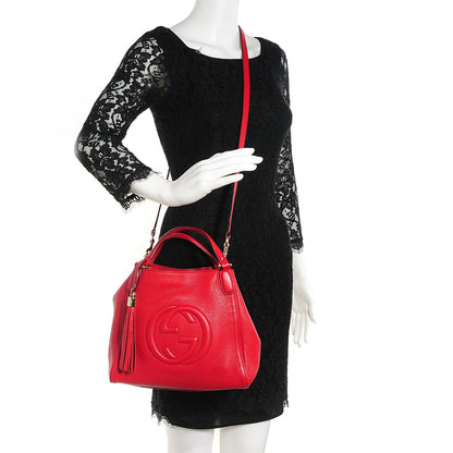 Gucci Pebbled Calfskin Small Soho Shoulder Bag Red 2 of 9