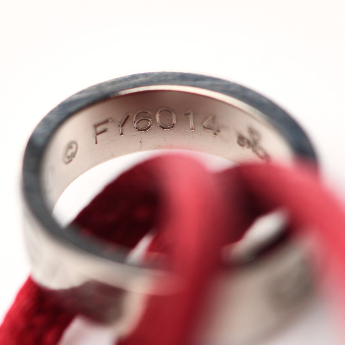 18K White Gold Charity LOVE Adjustable Cord Bracelet Red