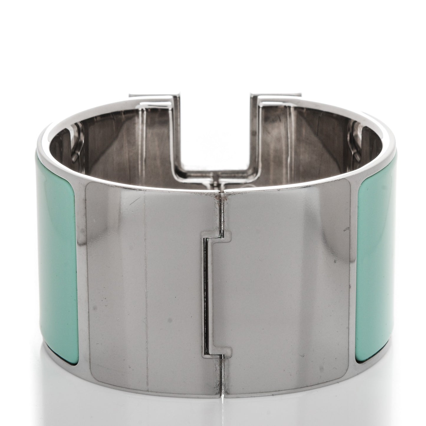 Enamel Extra Wide Clic Clac H Bracelet PM Lagon White