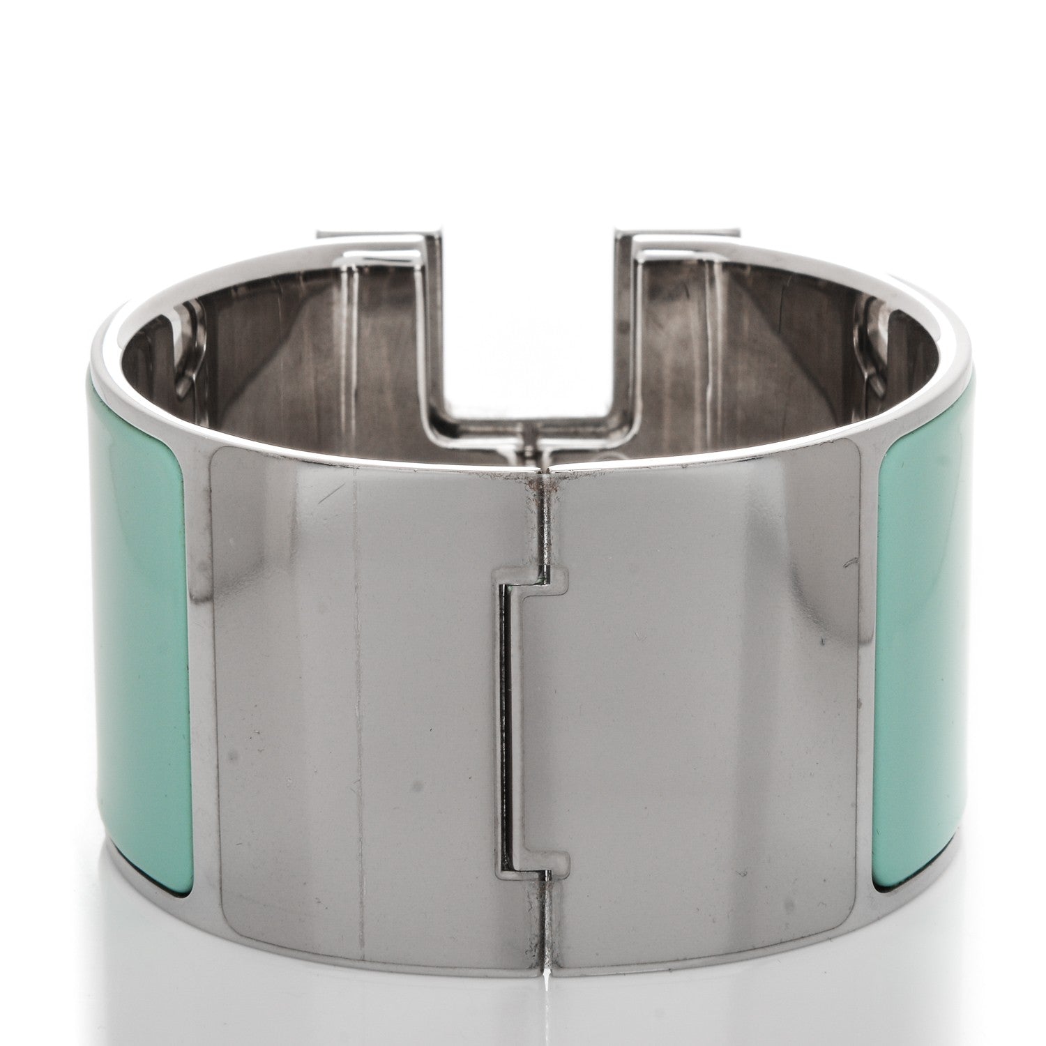 Hermes Enamel Extra Wide Clic Clac H Bracelet PM Lagon White 3 of 6