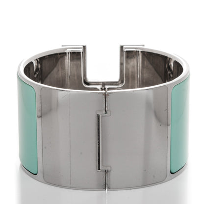 Hermes Enamel Extra Wide Clic Clac H Bracelet PM Lagon White 3 of 6