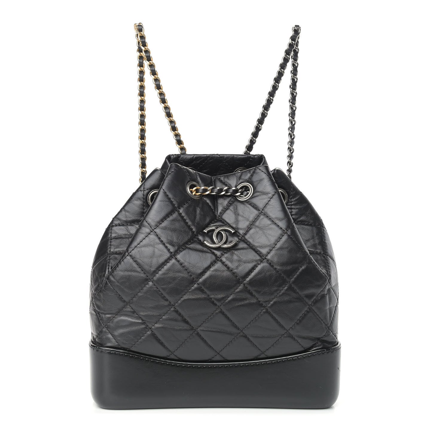 Aged Calfskin Quilted Small Gabrielle Backpack Black