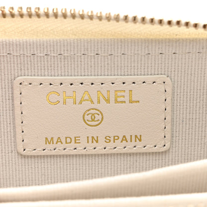 Chanel Lambskin Quilted Chanel 19 Zip Around Coin Purse Wallet White 6 of 8
