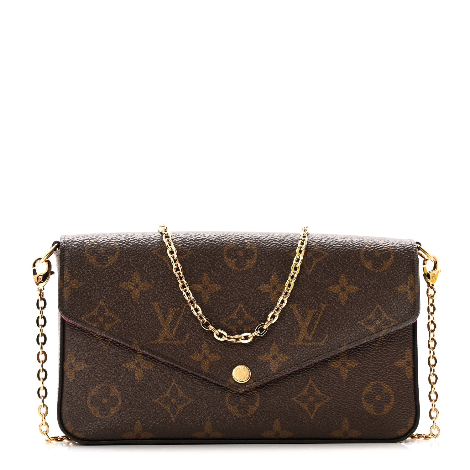 Louis Vuitton Monogram Pochette Felicie Chain Wallet Fuchsia 1 of 16