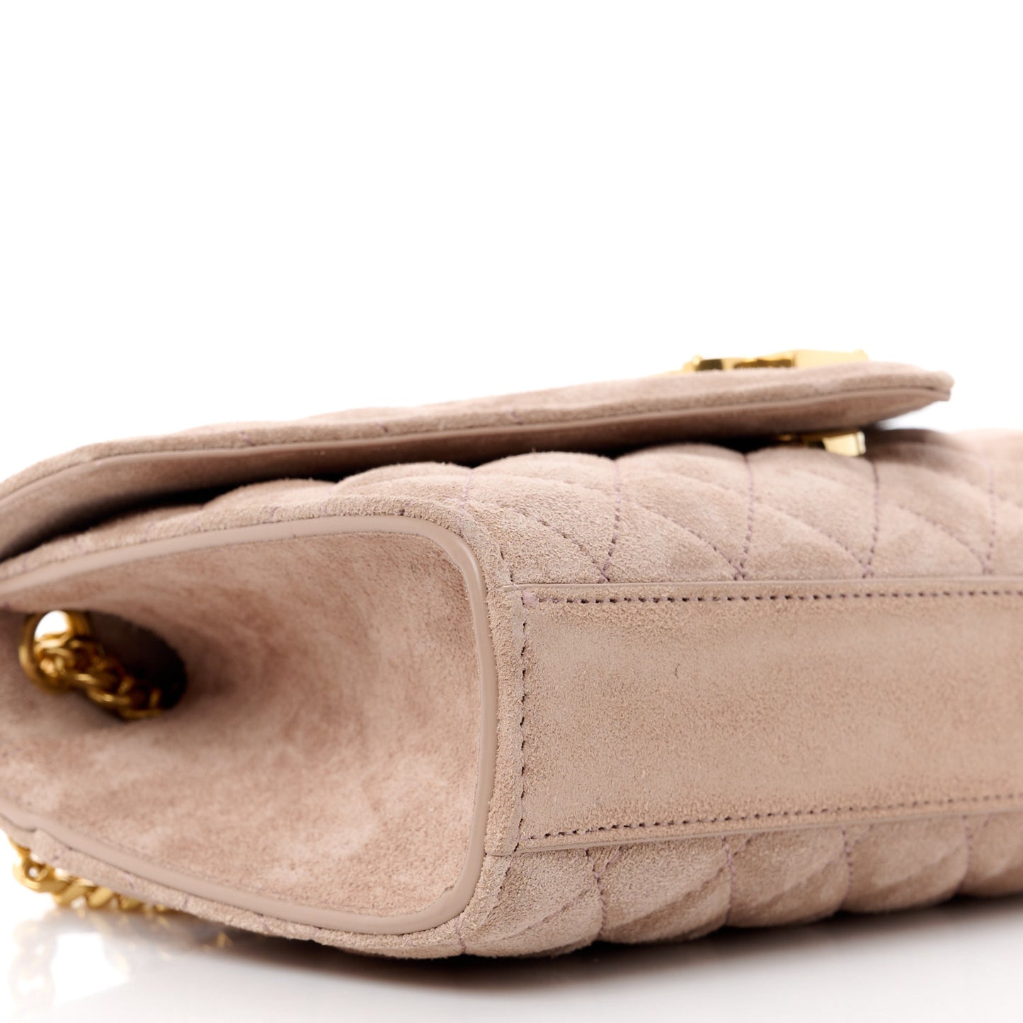 Suede Mixed Matelasse Triquilt Small Monogram Envelope Satchel Rosy Sand
