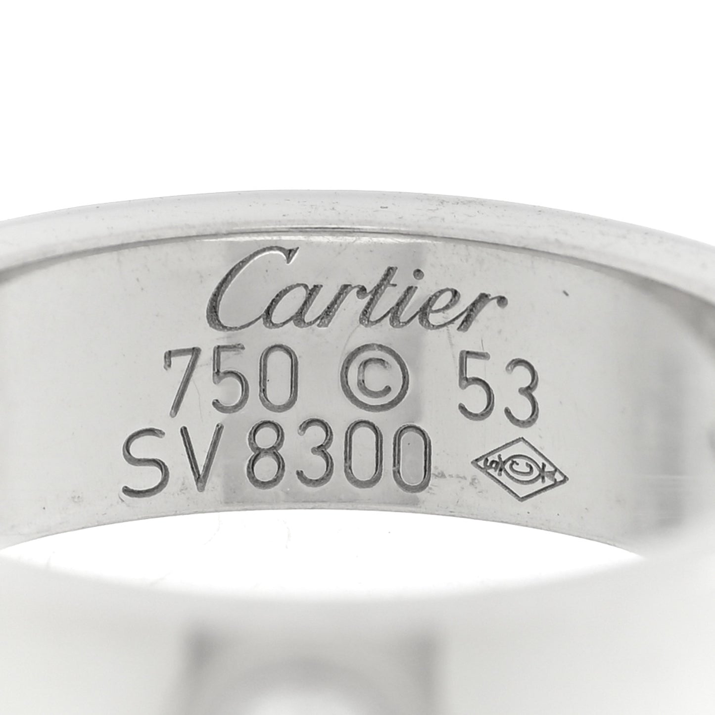 18K White Gold 3 Diamond 5.5mm LOVE Ring 53 6.5