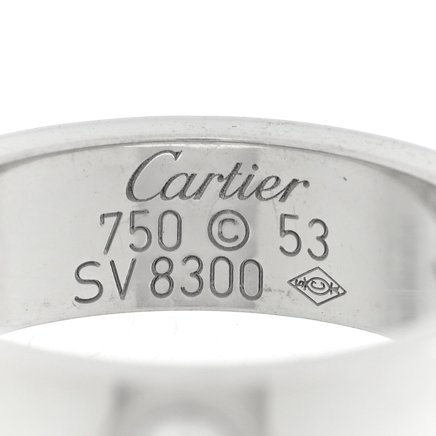Cartier 18K White Gold 3 Diamond 5.5mm LOVE Ring 53 6.5 4 of 5