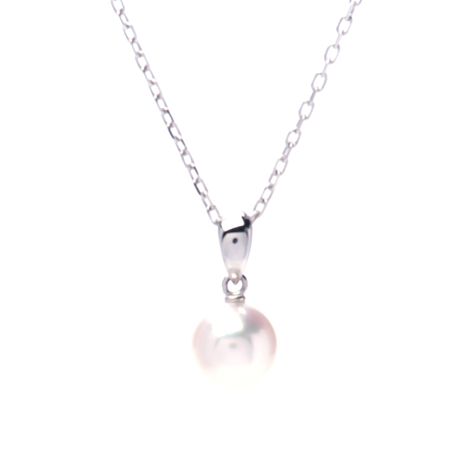 Mikimoto 18K White Gold Akoya Pearl 7.5mm Drop Pendant Necklace 4 of 7