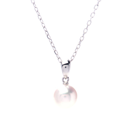Mikimoto 18K White Gold Akoya Pearl 7.5mm Drop Pendant Necklace 4 of 7