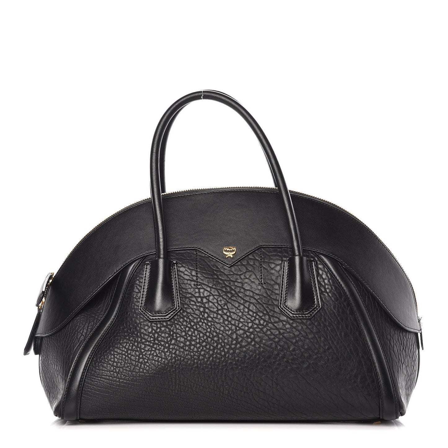 Calfskin Lambskin Marion Bowler Bag Black