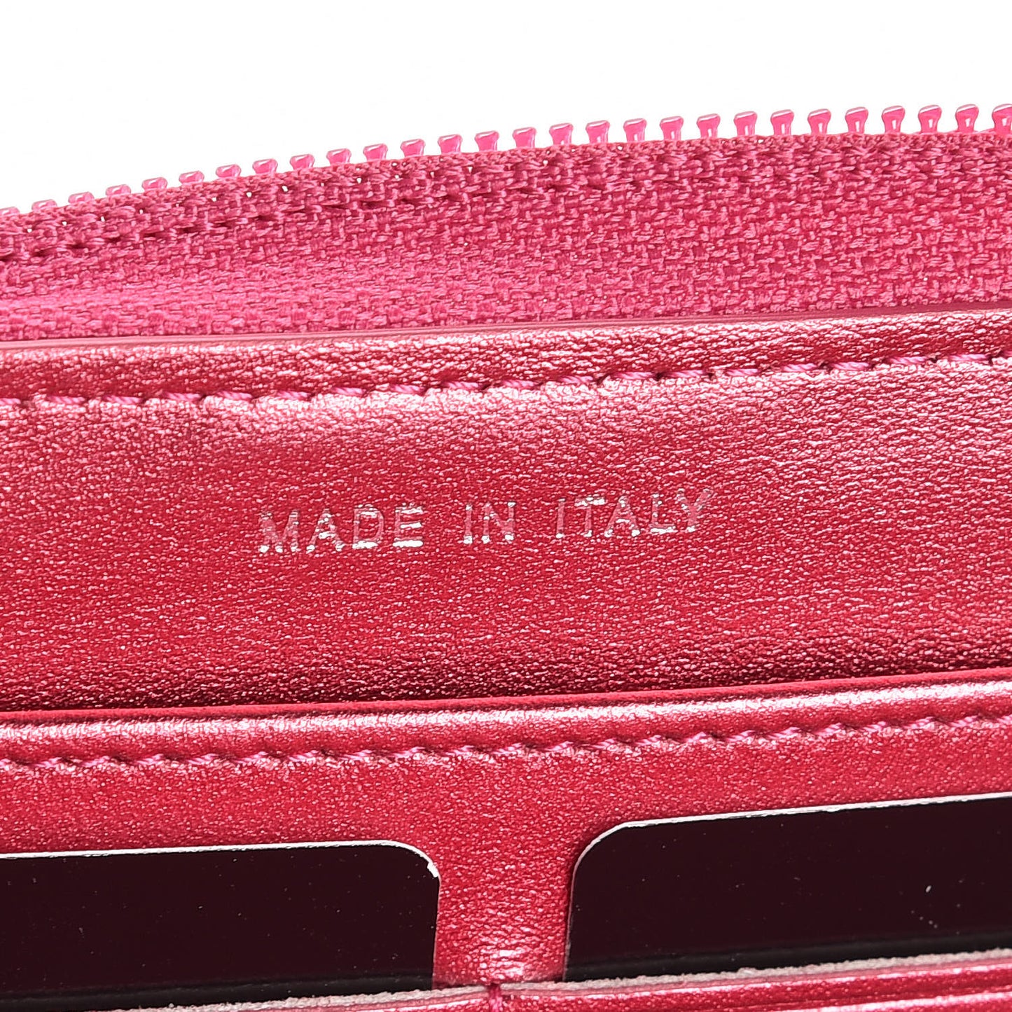 Metallic Patent Calfskin Quilted Boy L-Gusset Zip Wallet Pink