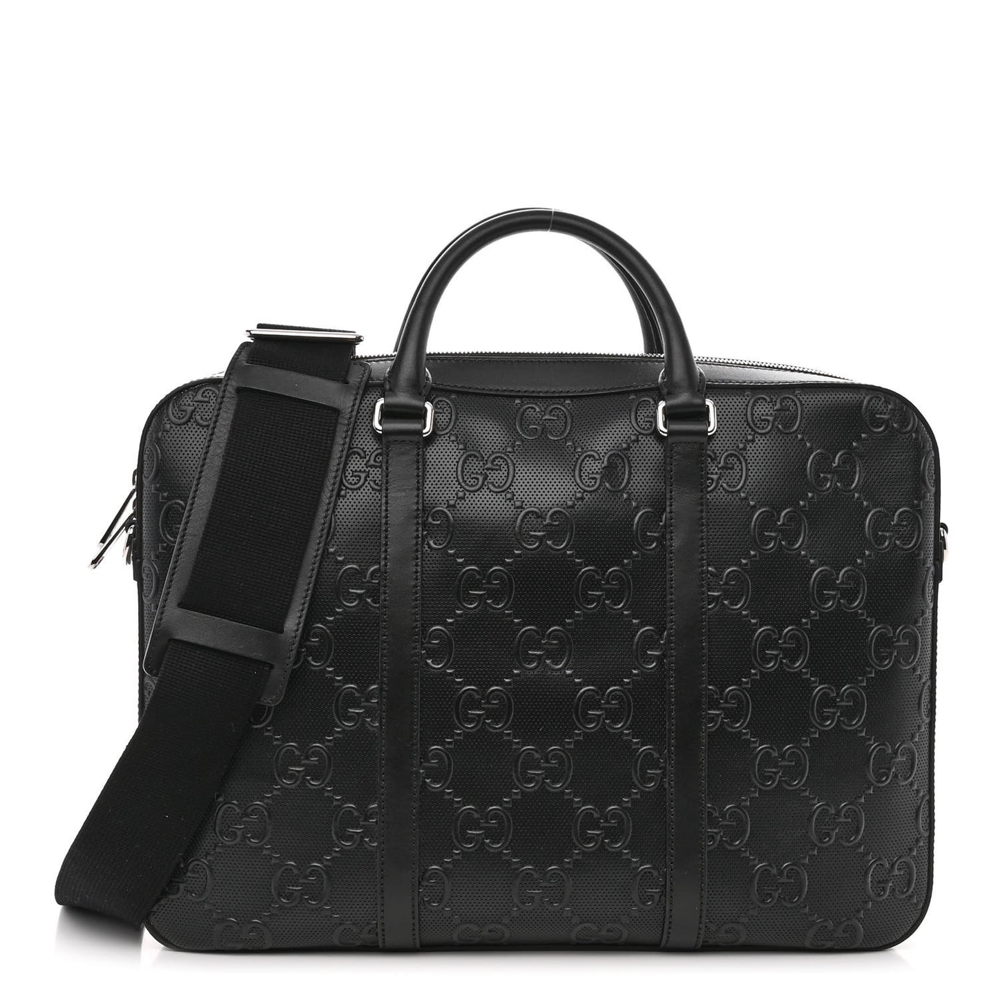 Calfskin GG Tennis Embossed Briefcase Black