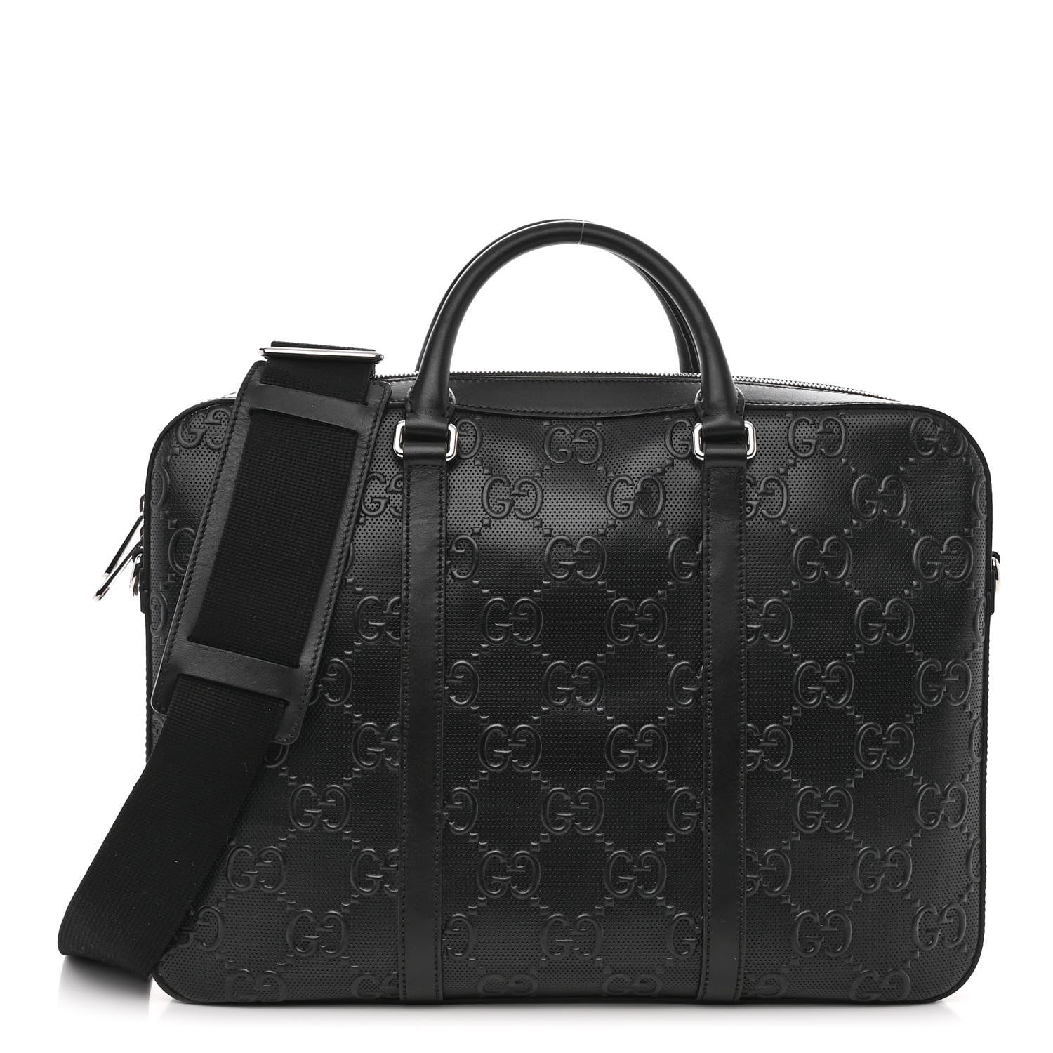 Gucci Calfskin GG Tennis Embossed Briefcase Black 1 of 13