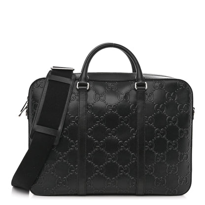 Gucci Calfskin GG Tennis Embossed Briefcase Black 1 of 13