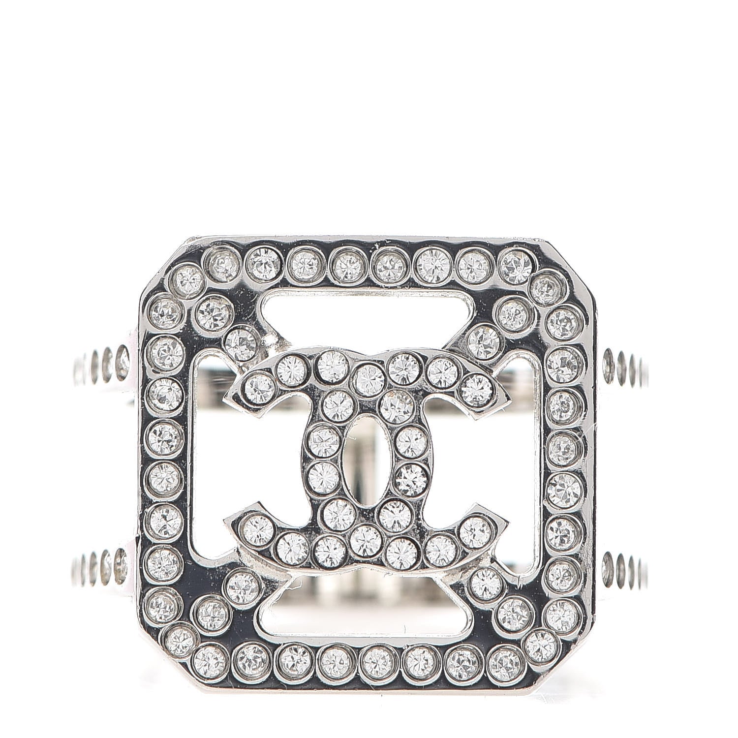 Chanel Crystal Square CC Ring 6.25 Silver 1 of 5