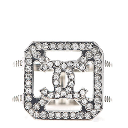 Chanel Crystal Square CC Ring 6.25 Silver 1 of 5