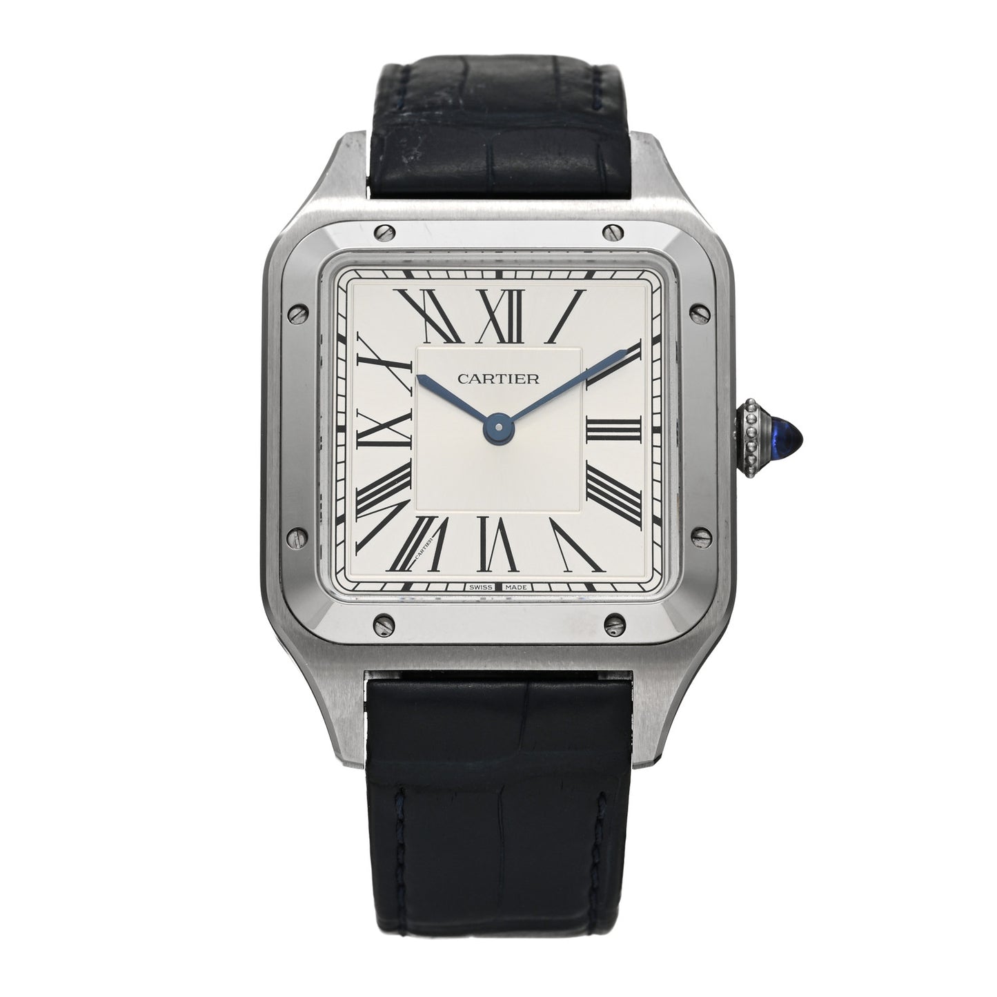 Stainless Steel Alligator 31.4mm Santos Dumont Quartz Watch Blue