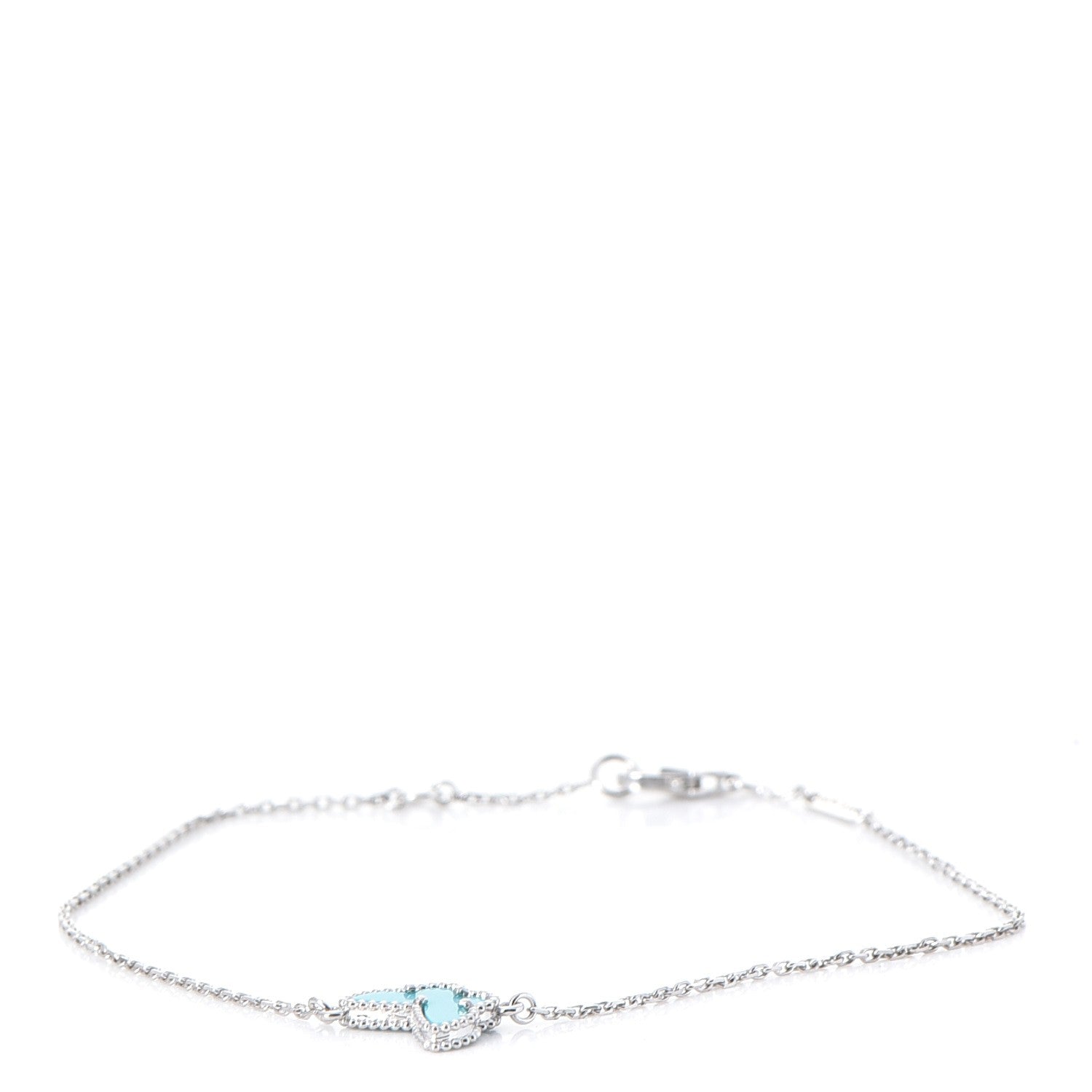 Van Cleef & Arpels 18K White Gold Turquoise Sweet Alhambra Butterfly Bracelet 3 of 8