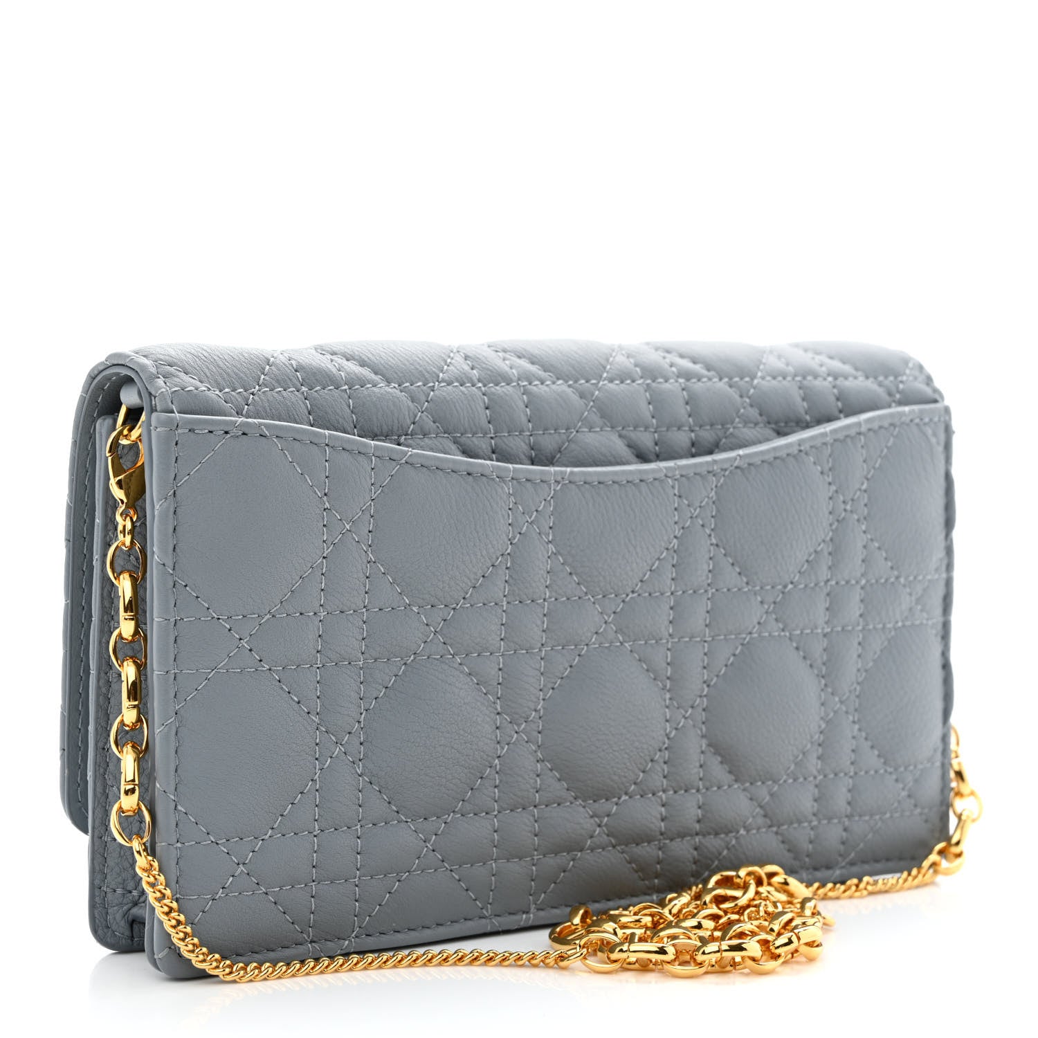 Christian Dior Supple Calfskin Caro Pouch with Chain Cloud Blue 3 of 11
