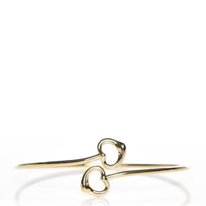 Tiffany 18K Yellow Gold Elsa Peretti Double Open Heart Bangle 1 of 5