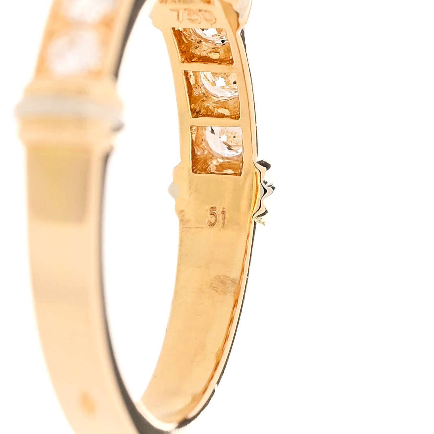 Cartier 18K Yellow White Gold Diamond Half Contessa Band Ring 50 5.5 7 of 8