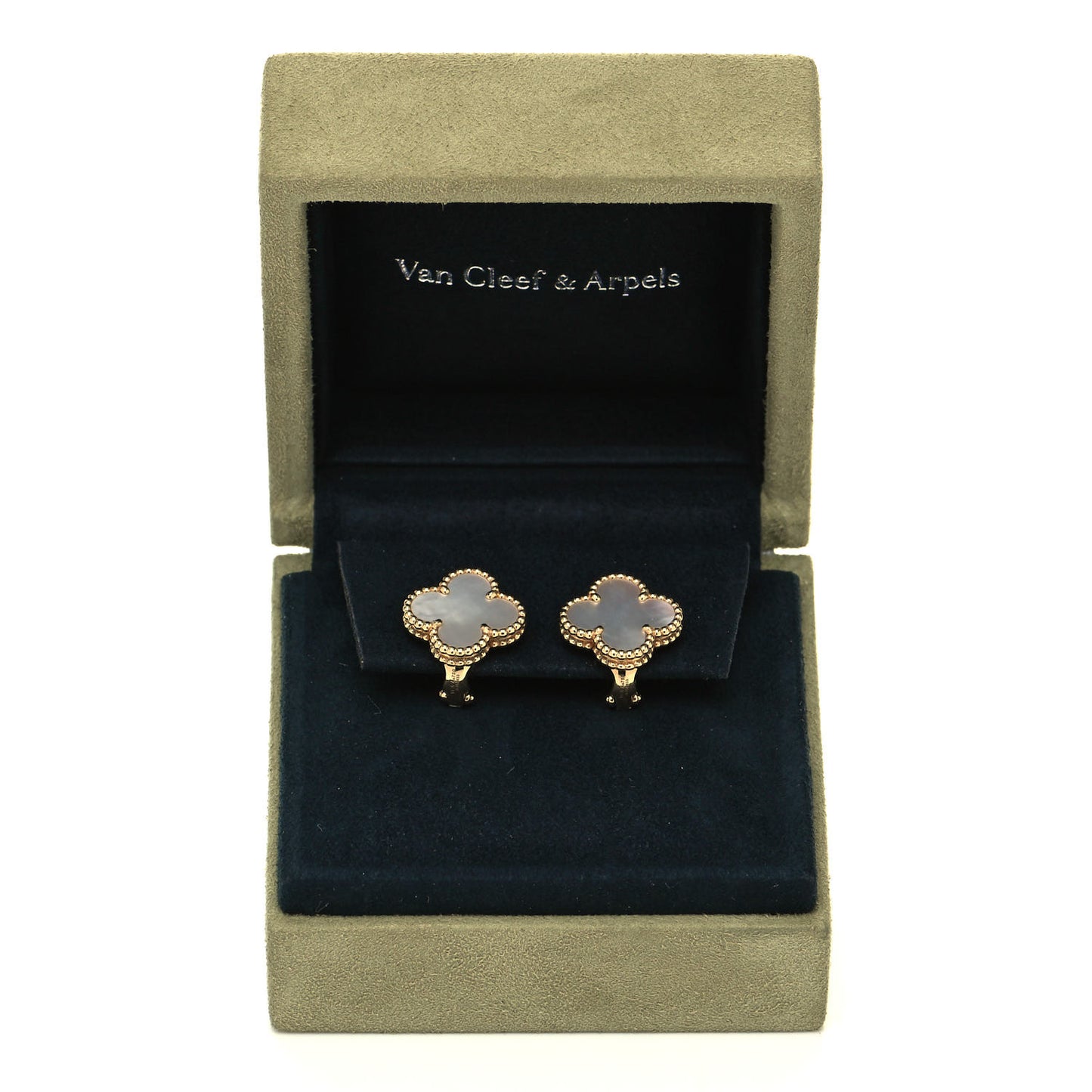 18K Yellow Gold Mother of Pearl Vintage Alhambra Earrings