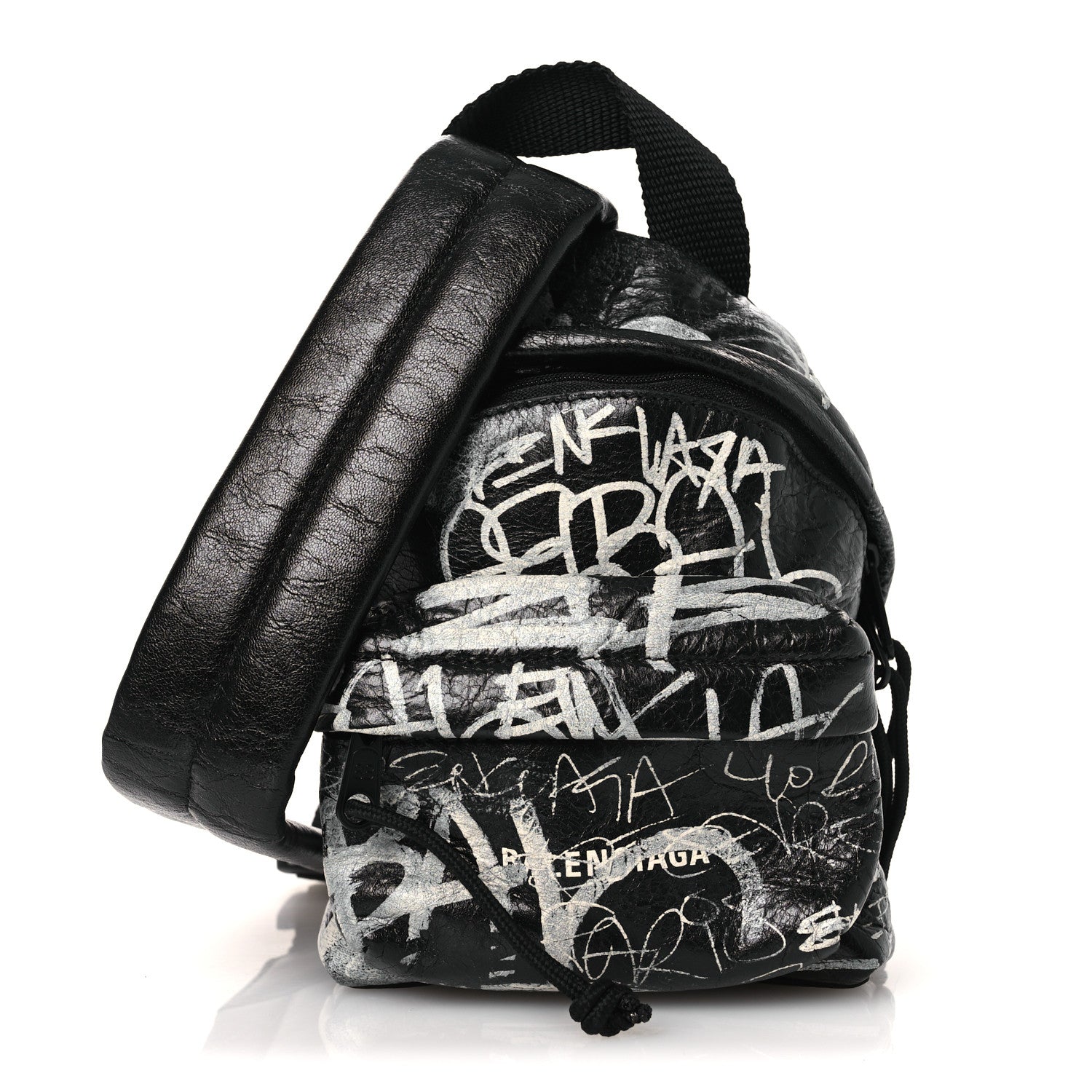 Balenciaga Agneau Arena Graffiti All Over Mini Explorer Crossbody Backpack Black White 1865014 – FASHIONPHILE
