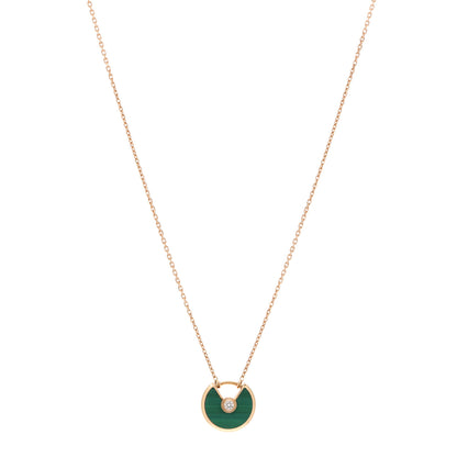 Cartier 18K Pink Gold Diamond Malachite XS Amulette de Cartier Pendant Necklace 1 of 6