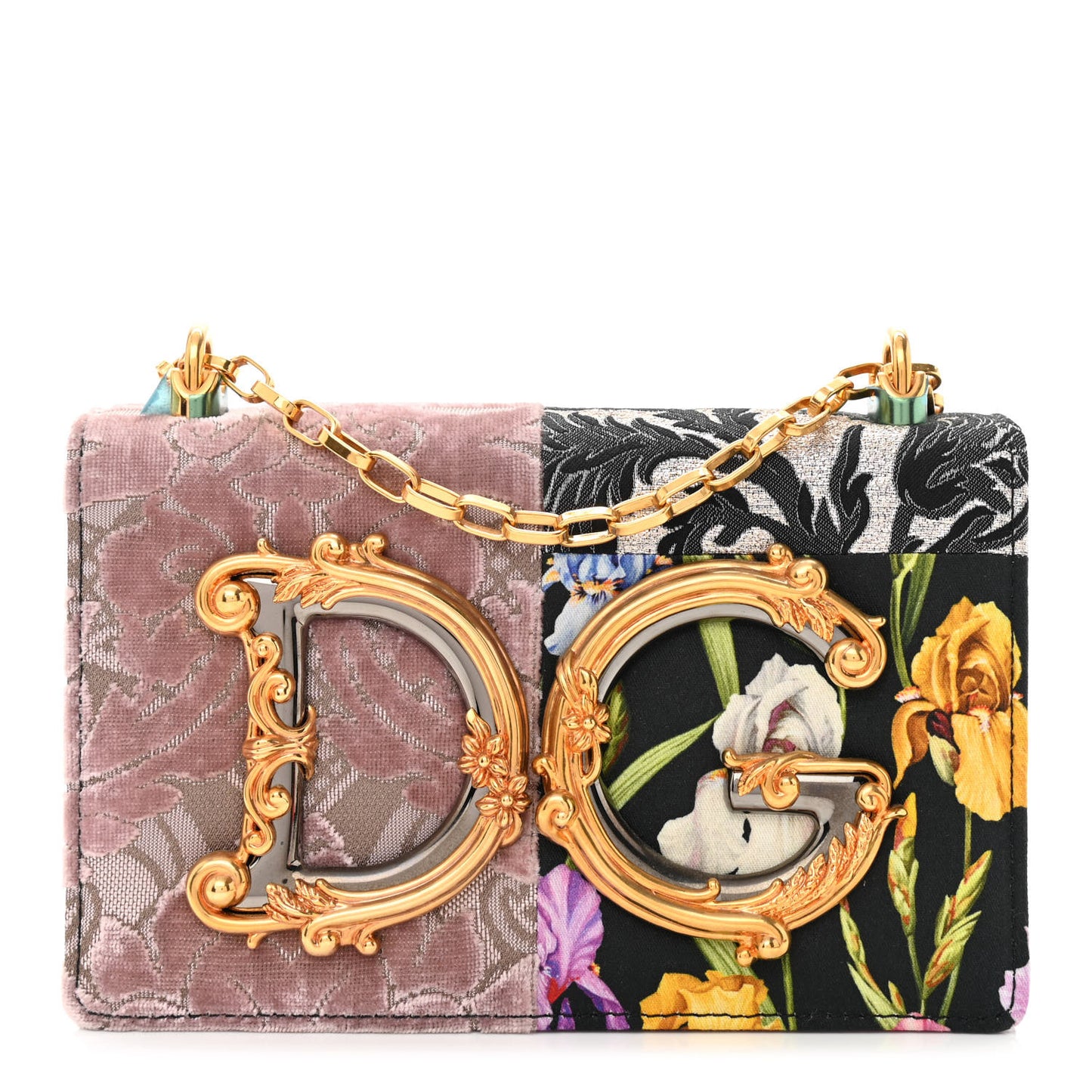Patchwork Snakeskin Brocade DG Girls Shoulder Bag Multicolor