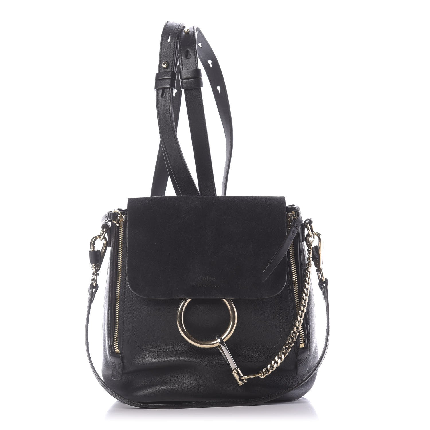 Chloe Suede Calfskin Small Faye Backpack Black 1 of 11