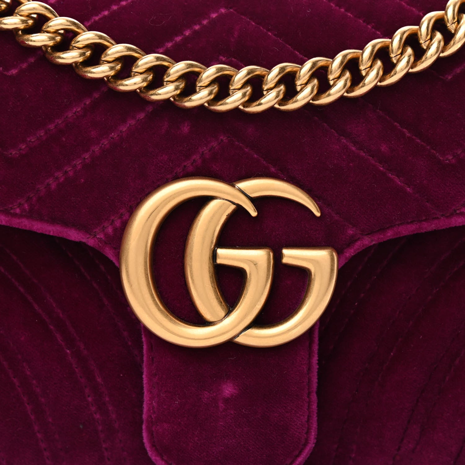 Gucci Velvet Matelasse Small GG Marmont Shoulder Bag Fuchsia Violet Cyclamen 8 of 10