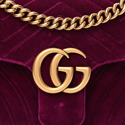 Gucci Velvet Matelasse Small GG Marmont Shoulder Bag Fuchsia Violet Cyclamen 8 of 10