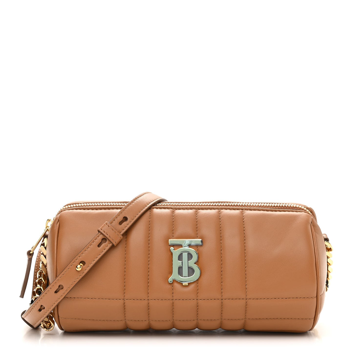 Lambskin Quilted Lola Barrel Bag Maple Brown