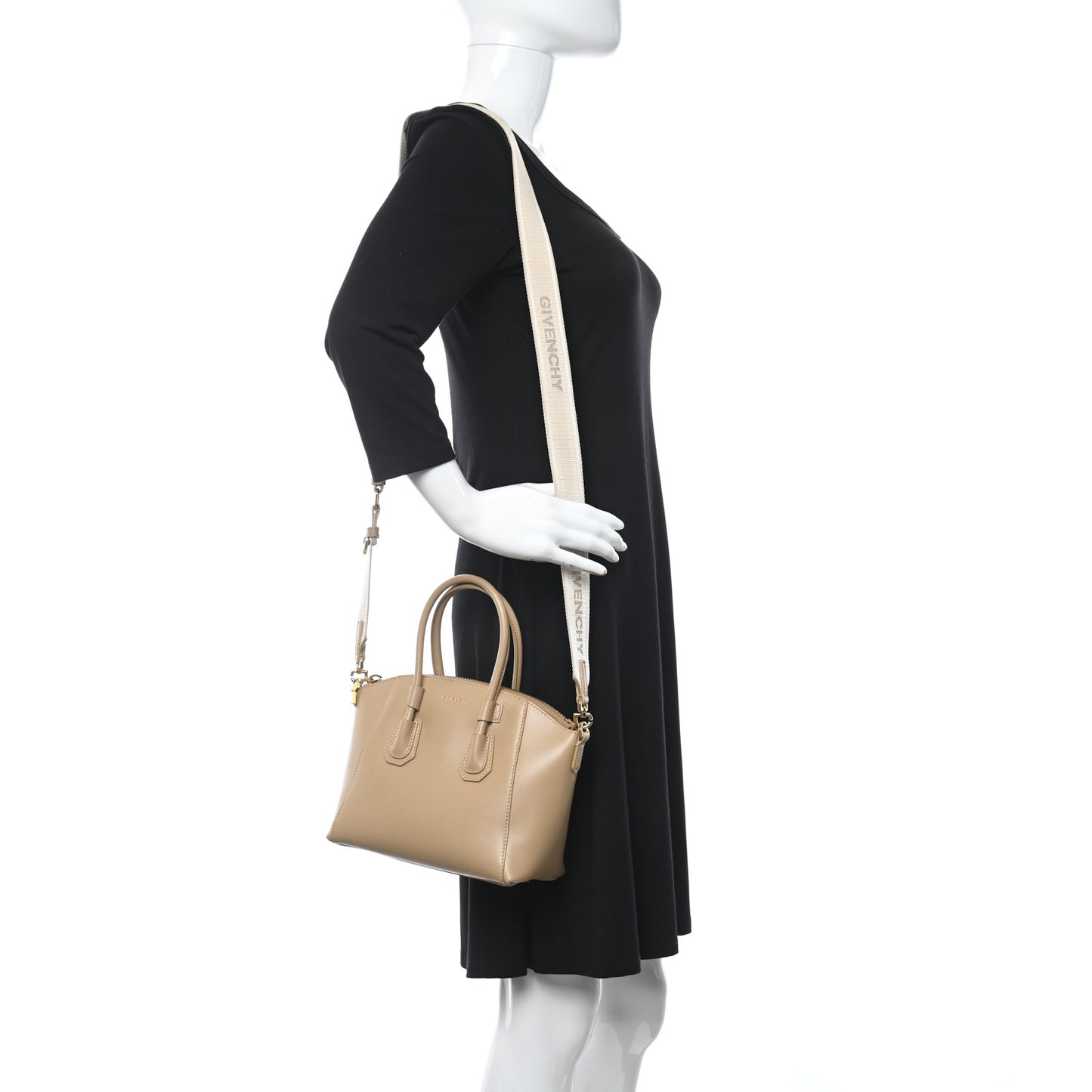 Box Calfskin Mini Sport Antigona Top Handle Bag Beige Cappuccino