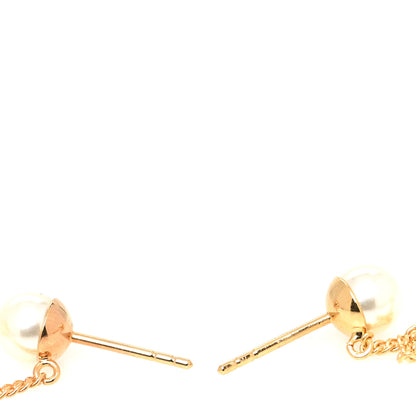 Christian Dior Pearl Tribales Dangle Chain Earrings Gold 2 of 4
