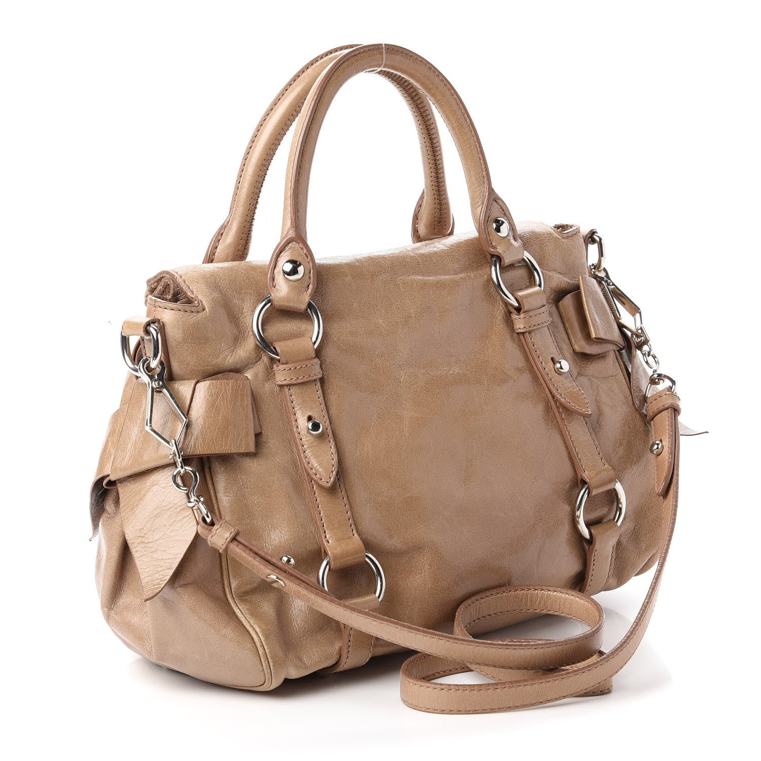 Miu Miu Vitello Lux Mini Bow Bag Cammeo 3 of 12