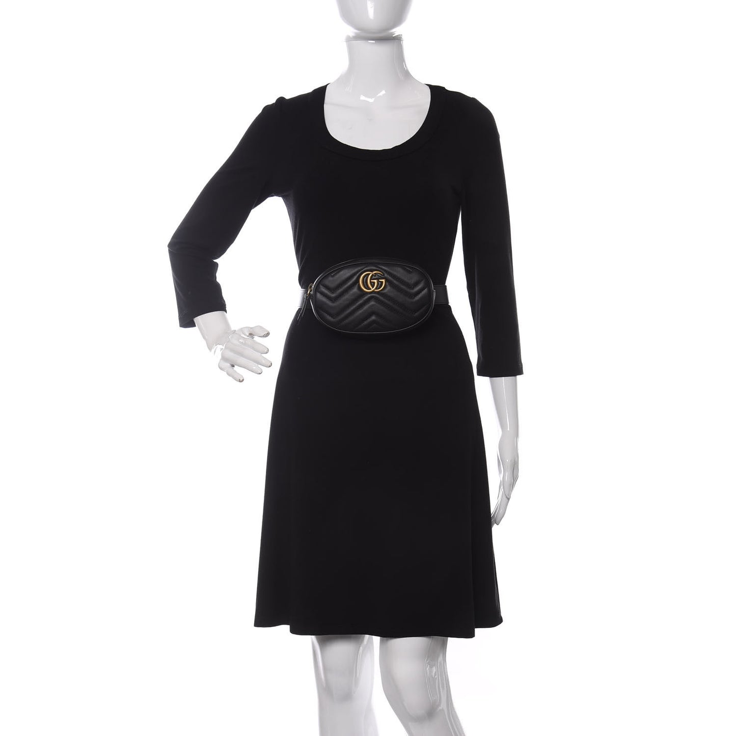 Calfskin Matelasse GG Marmont Belt Bag 85 34 Black