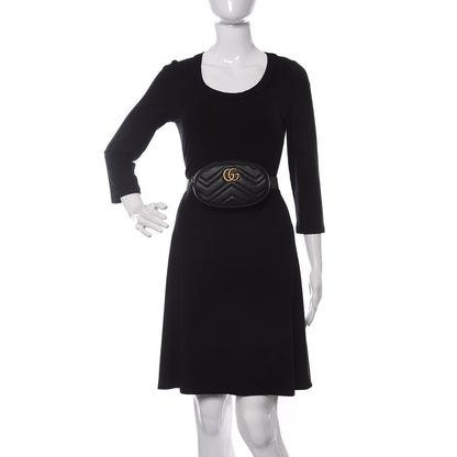 Gucci Calfskin Matelasse GG Marmont Belt Bag 85 34 Black 2 of 11