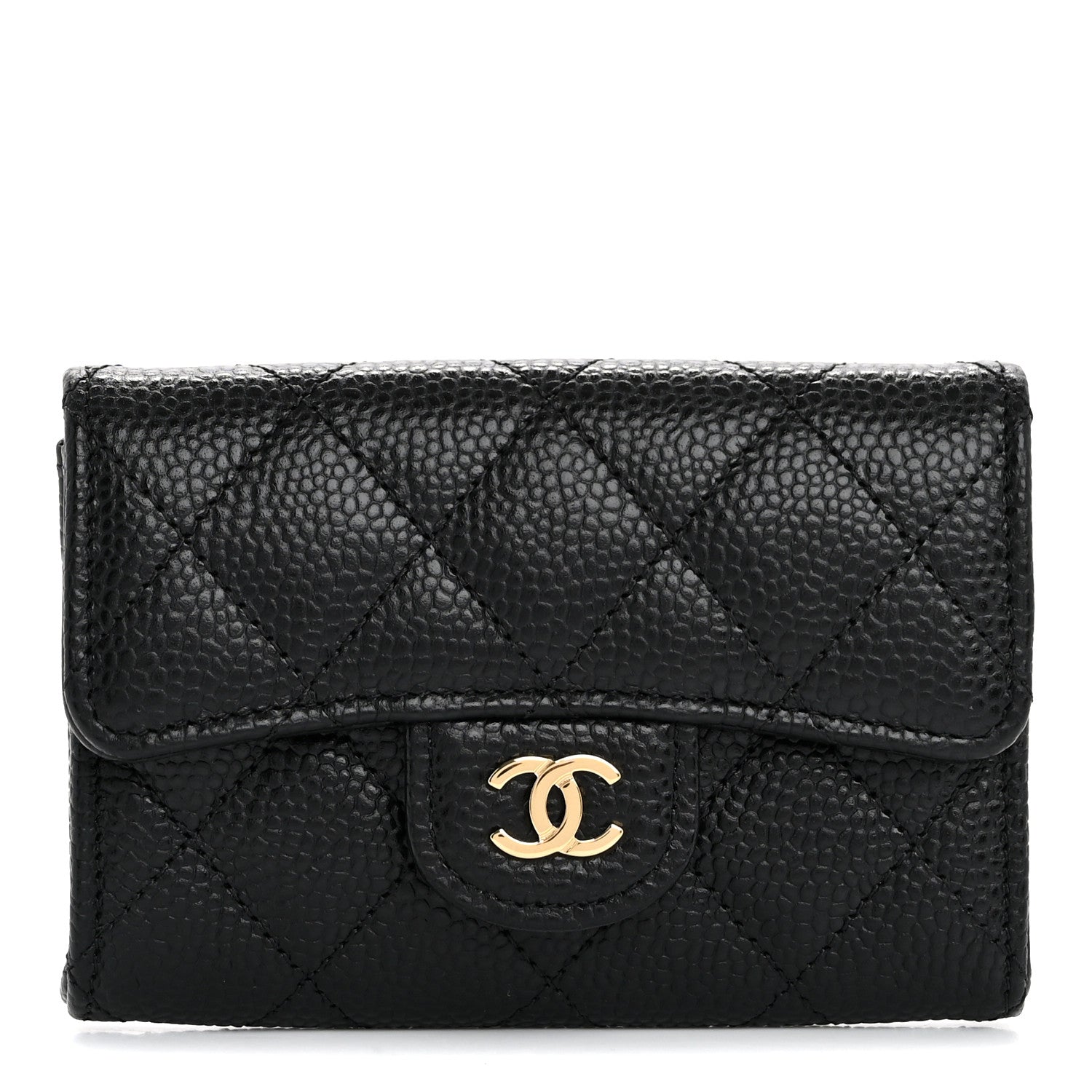 Chanel Caviar Quilted Flap Card Holder Wallet Black 1 of 8