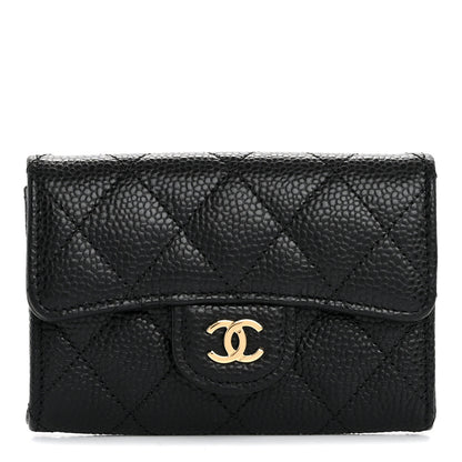 Chanel Caviar Quilted Flap Card Holder Wallet Black 1 of 8