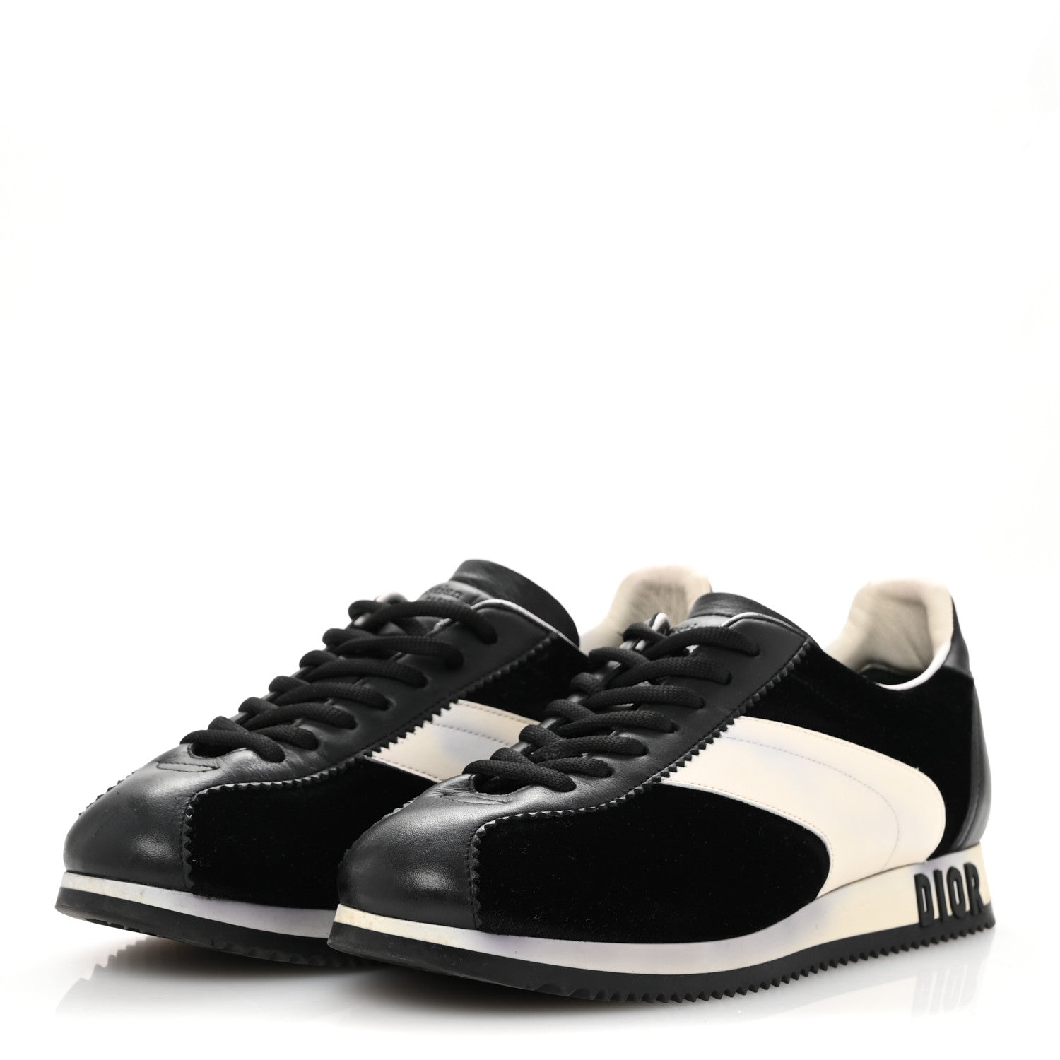 Christian Dior Velvet Mix Diorun Sneakers 37.5 Black Off White 4 of 10