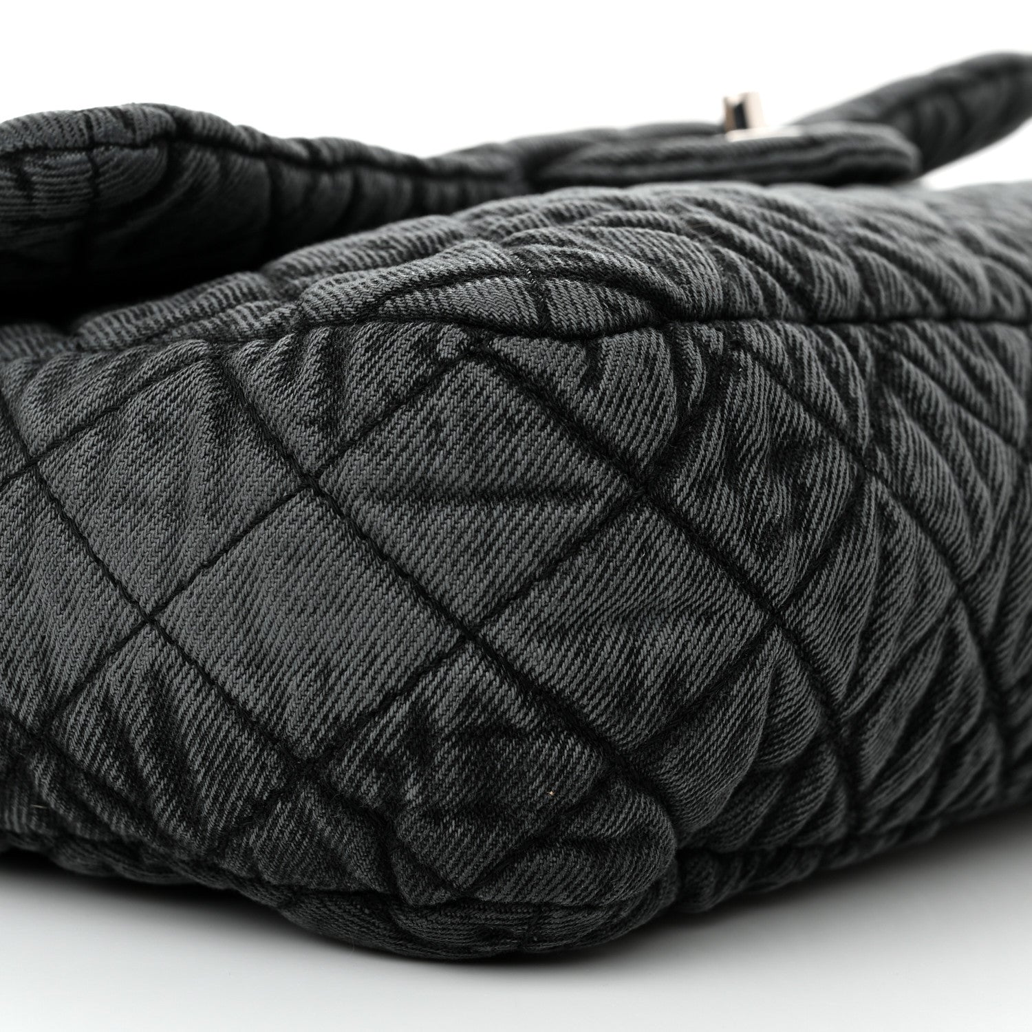 Chanel Denim Quilted Denimpression Flap Grey Black 10 of 11