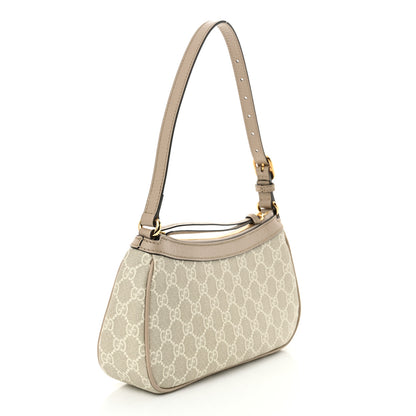 Gucci GG Supreme Monogram Textured Dollar Calfskin Small Ophidia Hobo Beige Mystic White Oatmeal 3 of 11